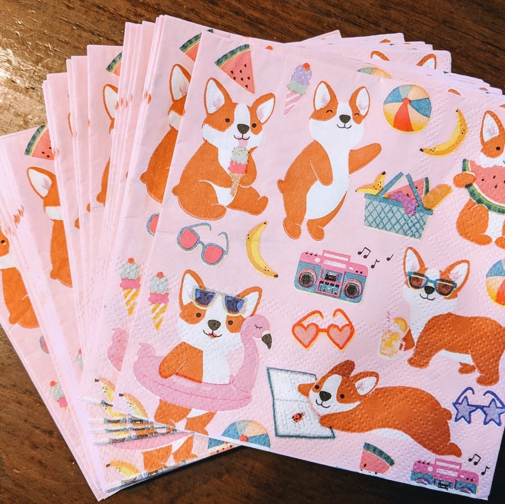 Corgi Cocktail Napkins - 2 Packages of 40